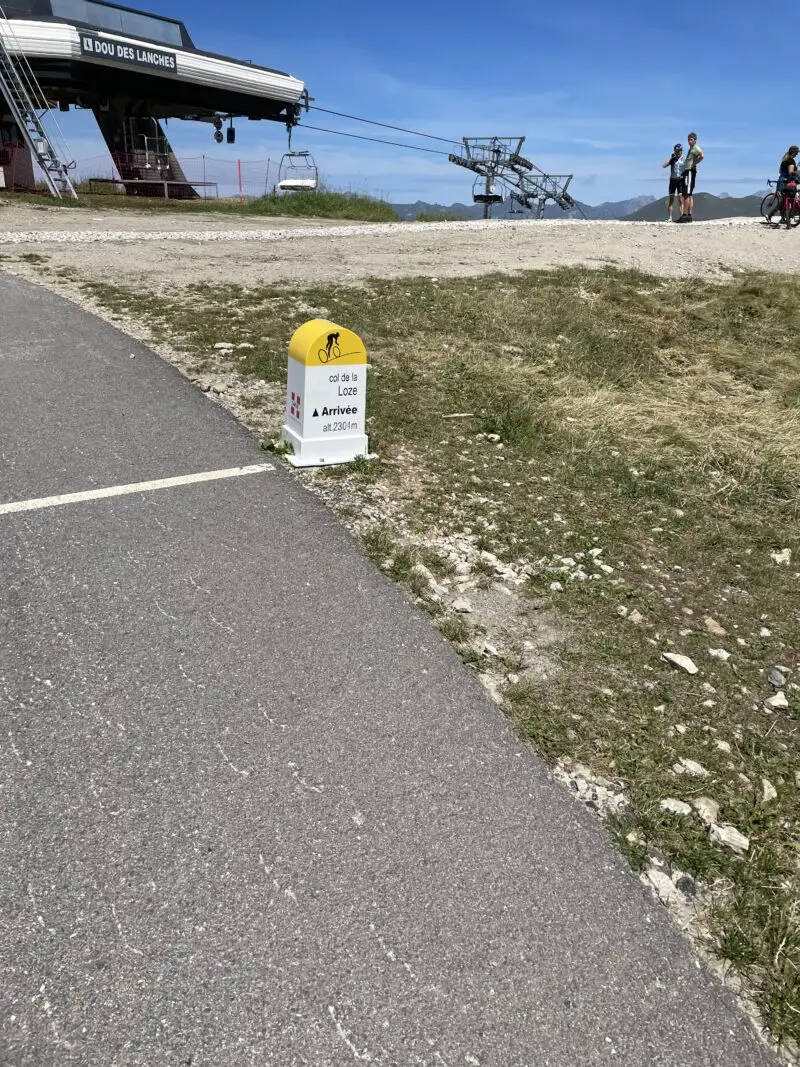 Wegmarkering op de Col de la Loze klim